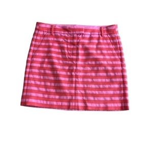 J Crew Pink & Orange Striped Postcard skirt Size 4